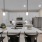 Kitchen with white quartz countertops